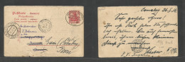 Frc - Guinea. 1914 (26 Jan) German Ship Mail, Conakry - Bosnia, Derventa (14 Feb) 10pf Red Germania Stat Card Depart Fre - Other & Unclassified