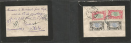 Frc - Reunion. 1920 (2 March) GPO - Italy, Suse (15 Apr) Reverse Multifkd Registered Mourning Envelope, Tied Cds + R-cac - Autres & Non Classés