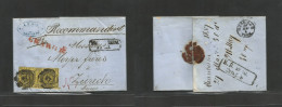 German States-Baden. 1857 (27 May) Mannheim - Switzerland, Zurich (30 May) Registered EL With Contains, Fkd 6 Gr Black / - Other & Unclassified