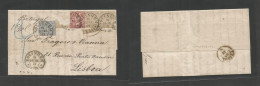 German States-N.G.Conf.. 1871 (22 Dec) Solingen - Portugal, Lisbon. EL Multifkd Tied Shoehorse + Oval "FRANCA" Portugues - Andere & Zonder Classificatie