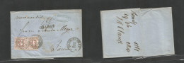 German States-T&t. 1861 (19 Oct) Hamburg - Switzerland, Zurich (22 Oct) Registered Multifkd 3 Silb Gr Pair. EL With Text - Other & Unclassified