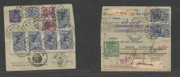 Germany - Xx. 1921 (10 Dec) Stattin - Sweden, Holmby (20 Dec) Front And Reverse Massive Multifkd Postal Package + Arriva - Altri & Non Classificati