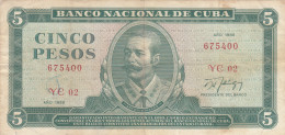 BILLETE CUBA 5 PESOS 1988 P-103d.1 - Sonstige – Amerika