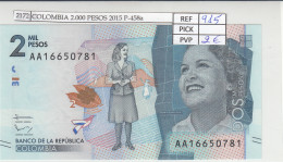 BILLETE COLOMBIA 2.000 PESOS 2015 P-458a - Other - America