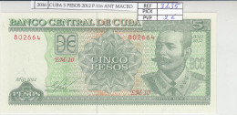 BILLETE CUBA 5 PESOS 2012 P-116m N02036 - Autres - Amérique