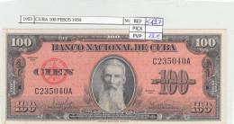 BILLETE CUBA 100 PESOS 1959 P-93a N01953 - Autres - Amérique