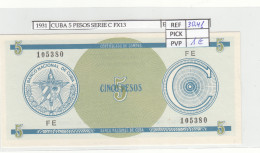 BILLETE CUBA 5 PESOS SERIE C 1985 P-FX13a.1 N01931 - Autres - Amérique