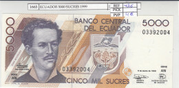 BILLETE ECUADOR 5.000 SUCRES 1999 P-128c.1 N01665 - Otros – América