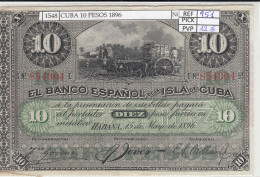 BILLETE CUBA 10 PESOS 1896 P-49d N01548 - Autres - Amérique