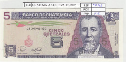 BILLETE GUATEMALA 5 QUETZALES 2007 P-106c N01345 - Autres - Amérique