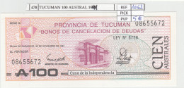 BILLETE ARGENTINA TUCUMAN 100 AUSTRAL 19891 P-S2715 - Other - America