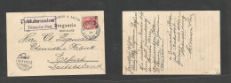 German Levant. 1904 (14 Nov) Palestine, Jaffa - Germany, Erfurt (24 Nov) Fkd Private Business Card + Special Lilac Cache - Andere & Zonder Classificatie
