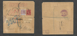 Gibraltar. 1899 (4 Febr) GPO - Russia, St. Petersburg (30 Jan 99, Gregorian) Registered 1d Red Stationary Complete Wrapp - Gibraltar