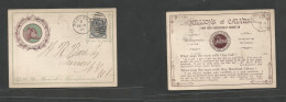 Great Britain. 1884 (Dec 10) Bedford - USA, NY, Turners. Color Calves Illustrated Early Private Business Card, Fkd 1/2d - ...-1840 Préphilatélie