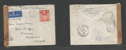 Great Britain - Xx. 1941 (26 Aug) Sheerness, Kent - India, Murree, Punjab (25 Sept) Single 5sh Red Fkd Envelope On Air A - ...-1840 Vorläufer