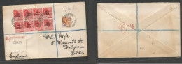 Bc - Br. Guiana. 1918 )31 July) Georgetown - England, Halifax, York. Registered Multifkd Env Incl 2c Red War Tax Block O - Sonstige & Ohne Zuordnung