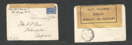 Bc - East Africa. 1918 (7 March) Kibwegi - USA, CA, Bakersfield. 15c Blue Single Fkd Env, Tied Cds. Via Nairobi Reverse - Autres & Non Classés