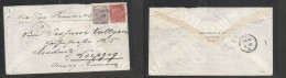 Bc - Fiji. 1889 (30 July) Levuka - Germany, Leipzig, Saxony. Via San Francisco, USA. Multifkd Envelope Incl Ovptd Value - Other & Unclassified