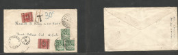 Bc - Gold Coast. 1934 (16 Oct) Accra - USA, Oakland, CA. Multifkd Env At 1 1/2d Rate, Taxed + Airmail (x2) US P. Dues, T - Altri & Non Classificati