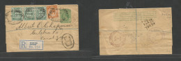Bc - Jamaica. 1917 (Oct 29) Kingston - Canal Zone, Culebra (Nov 1) Registered 1/2d Green Multifkd Complete Stationary Wr - Other & Unclassified