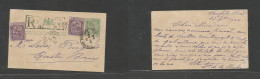 Bc - Mauritius. 1924 (22 Dec) Curepipe - Quatre Bornes (22 Dec) Registered Green Stat Card + 2 Adtls, Tied Cds + Regist - Otros & Sin Clasificación
