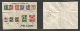 Bc - Somaliland. 1950 (2 Jan) Somalia. Mogadishu. Multifkd Local Envelope Ovptd Issue Incl 5sh Red, Tied Cds 12 Diff Val - Andere & Zonder Classificatie