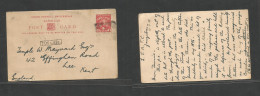 Bc - Zanzibar. 1901 (13 Febr) E.S.A.T.C. GPO - Kent, England, Lie. 1a Red Stat Card, Cds + "TOO LATE" Box Cachet. - Other & Unclassified