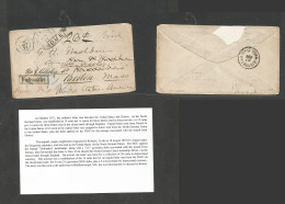 Greece. 1871 (19 Aug) Kerkyra - USA, Middleleboro, Mass Fwded To Boston. Unfranked Envelope, Depart Cds Via North German - Otros & Sin Clasificación