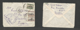 Greece. 1936 (1 Dec) Kavalla - Nigeria, Ibada. Multifkd Env At 8 Dracmas Rate, Tied Cds + Administrative Violet Cachet. - Autres & Non Classés