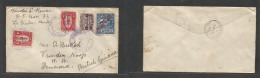 Honduras. 1930 (29 Aug) La Ceiba - British Guiana, Demerara (20 Sept) Multifkd Ovptd Habilitado Issues Envelope, Tied Cd - Honduras