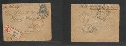 Hungary. 1894 (19 May) Brasso - Canada, ONT, Hamilton (11 June) Via London. Registered Single 20p Fkd Env Cds + R-label - Other & Unclassified