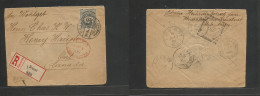 Hungary. 1894 (19 May) Brasso - Canada, ONT, Hamilton (11 June) Via London. Registered Single 20p Fkd Env Cds + R-label - Otros & Sin Clasificación