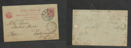 Hungary. 1902 (24 Apr) Fiume - Italy, Santarcangelo Di Romagna (26 Apr) 10f Red Stat Card. VF Used. - Altri & Non Classificati
