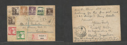 Hungary. 1919 (18 July) SHS Issue. Osijek - London, UK (26 July) Registered Multifkd Mixed Issues Private Doble Card, Ti - Other & Unclassified