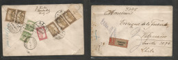 Hungary. 1922 (18 Apr) Szombathely - Chile, Valparaiso (18 May) Registered Reverse Multifkd Env. Very Unusual Destinatio - Autres & Non Classés