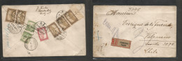 Delcampe - Hungary. 1922 (18 Apr) Szombathely - Chile, Valparaiso (18 May) Registered Reverse Multifkd Env. Very Unusual Destinatio - Otros & Sin Clasificación