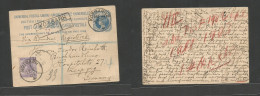 India. 1902 (27 Oct) Kotgarh, Himalaya - Germany, Leipzig. 1a Ovptd Blue QV Stat Card + 2a Lilac Adtl, Tied Cds + R-cach - Altri & Non Classificati