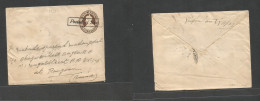 India. 1927 (7 Dec) Used In Burma, Yanpour - Rangoon. 1a Brown Stat Env, Boxed "Posted At Ship" (xxx) VF Pqbt Cancel. Ni - Other & Unclassified