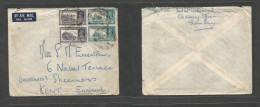 India. 1937 (17 Oct) Alphinstone - England, Kent, Sheerness. Air Multifkd Env At 26a Correct Rate, Tied Cds. - Altri & Non Classificati