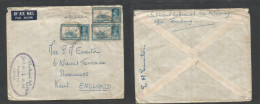 India. 1939 (5 July) Navy Office Mail. Bombay - England, Kent, Sherness. Air Multifkd Env At 18a Rate, Oval Navy Censor - Altri & Non Classificati