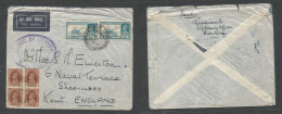 India. 1939 (15-18 Nov) Navy Office Mail. Bombay - England, Kent, Sheeness. Air Multifkd Env, Special Oval Naval Censor - Otros & Sin Clasificación