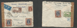 India. 1941 (12 July) Muree, Punjab, Northern Frontier - England, Kent, Sheerness. Air Multifkd Front And Reverse Env. H - Other & Unclassified