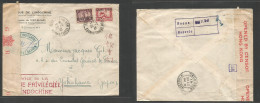 Indochina. 1941 (20 Febr) KOUANG - TCHEOU. Fort Bayard - Japan, Yokohama, Nippon. Multifkd Ovptd Issue Service Privilege - Otros - Asia