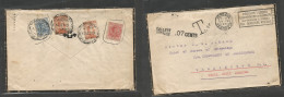Italy - Xx. 1921 (17 April) Venezia - USA, Washington DC. Registered Reverse King Multifkd Env, Incl 2 Diff Fiscal Stamp - Non Classificati