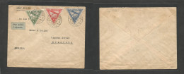 Latvia. 1936 (10 July) Riga Lidpastis - UK, Bradford. Air Multifkd Envelope, Triangular Usage. Fine. - Lettonia