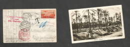 Libia. 1934 (20 March) Italian Postal Admin. Tripoli - Germany, Berlin (22 March) Air Single 75c Orange Fkd Ppc, Taxed + - Libië