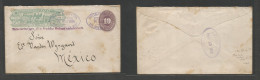 Mexico - Stationery. 1886 (14 Aug) Wells Fago, San Juan Del Rio. DF (15 Aug) 10c Lilac Large Numeral Stat Illustr Env, O - Mexico