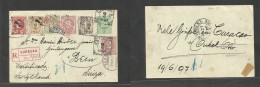 Curaçao. 1897 (19 June) GPO - Switzerland, Bern (8 July) Registered 2 1/2c Green Stat Card + Six Adtls, Tied Cds + R-lab - Curaçao, Antilles Neérlandaises, Aruba