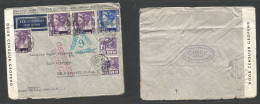 Dutch Indies. 1940 (12 June) Malang, Java - USA, NYC. Air Multifkd Comercial Envelope At 3,75 Gulden Rate. Depart Hong K - Niederländisch-Indien