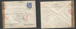 Dutch Indies. 1941 (9 May) Batavia - USA, NYC. Single 15c Fkd Comercial Envelope, Sea Mail Route, Depart Censor + Specia - Indes Néerlandaises